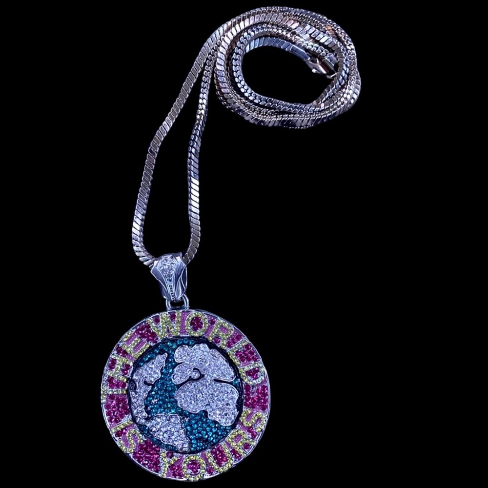 Iced-Out THE WORLD IS YOURS Necklace